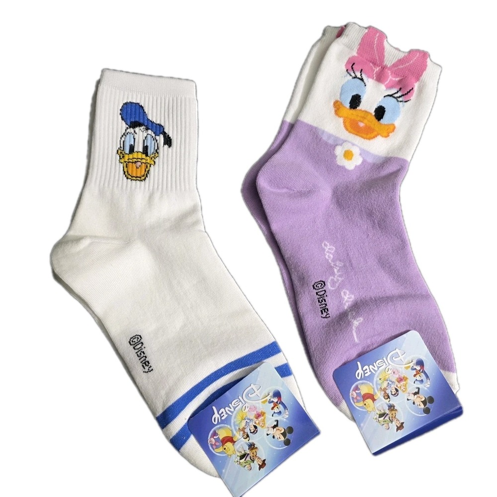 Disney Donald & Daisy Duck Novelty Women's Crew Socks - 2 Pair Set